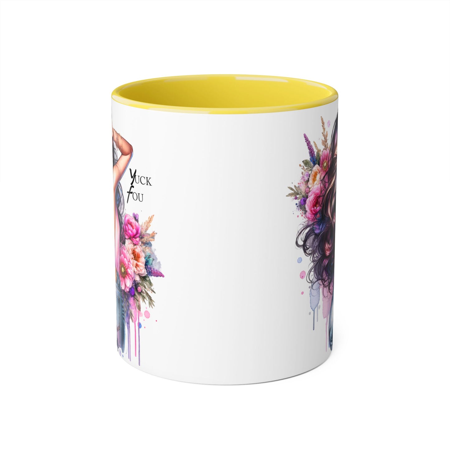 Yuck Fou Floral Drama Mug: 11oz Accent Coffee Cup for Unique Gifts, Home Decor, Inspirational Quotes, Floral Artistry, Fun Collectibles