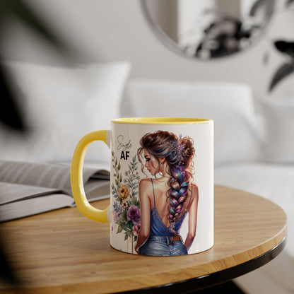 Single AF Stylish Accent Mugs for Coffee Lovers, Floral Design Mug, Gift for Her, Unique Tea Mug, Simple AF Mugs for Home Decor