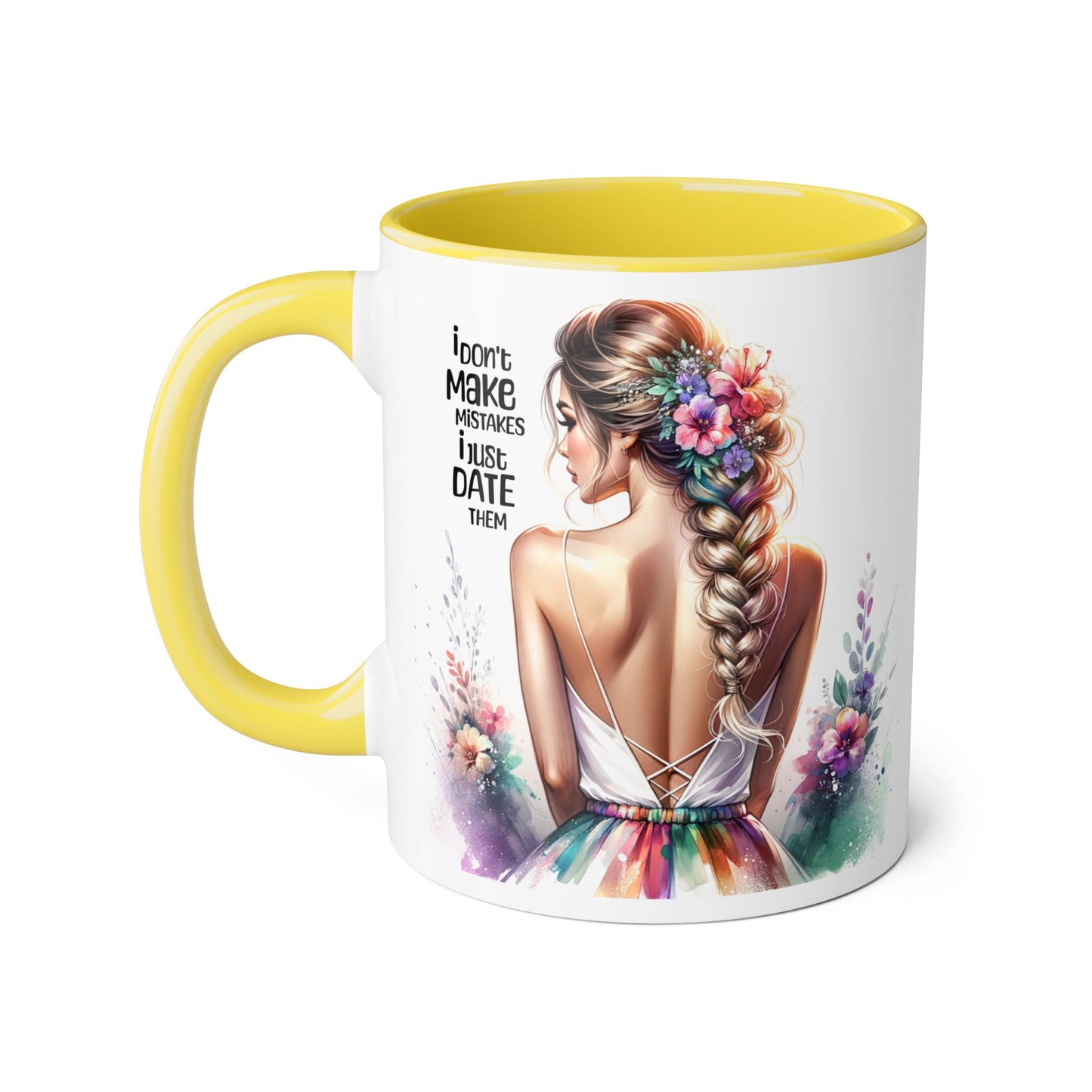 I Don't Make Mistakes, I Date Them Artistic Accent Mugs: Beauty & Floral Design, Perfect for Gifts, Home Decor, Coffee Lovers, Birthday Celebrations, Inspirational Quotes