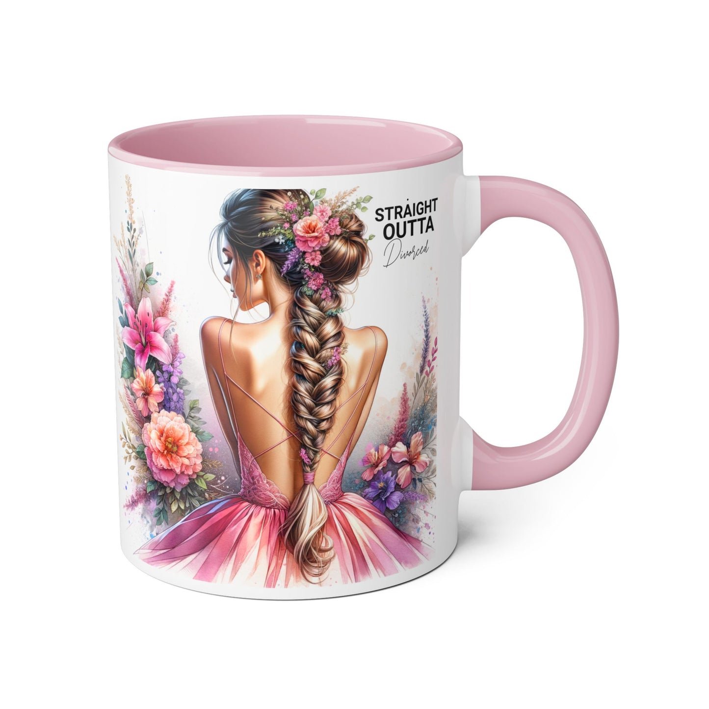 Straight Outta Divorced Humoristic Floral Art Accent Mug - Perfect Gift for Friends, Birthday Celebration, Mother's Day, Coffee Lover, Home Decor