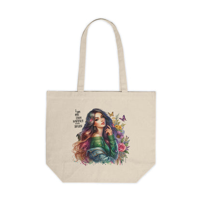 I Am My Own Happily Ever After Floral Inspirational Tote Bag, Eco-Friendly Canvas Bag, Shopping Tote for Women, Gift for Her, Travel Bag, Statement Shoulder Bag