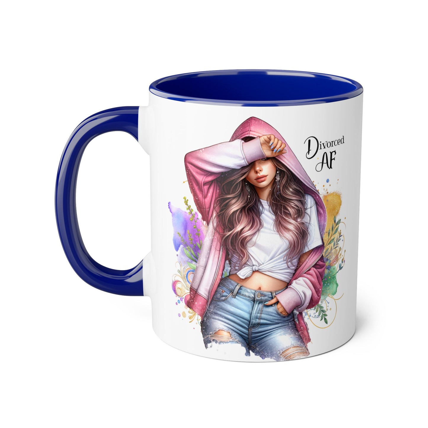 Trendy Accent Mug - 'Divorced AF' Design, Chic Gift for Friends, Coffee Lovers, Inspirational Drinkware, Birthday, Everyday Use