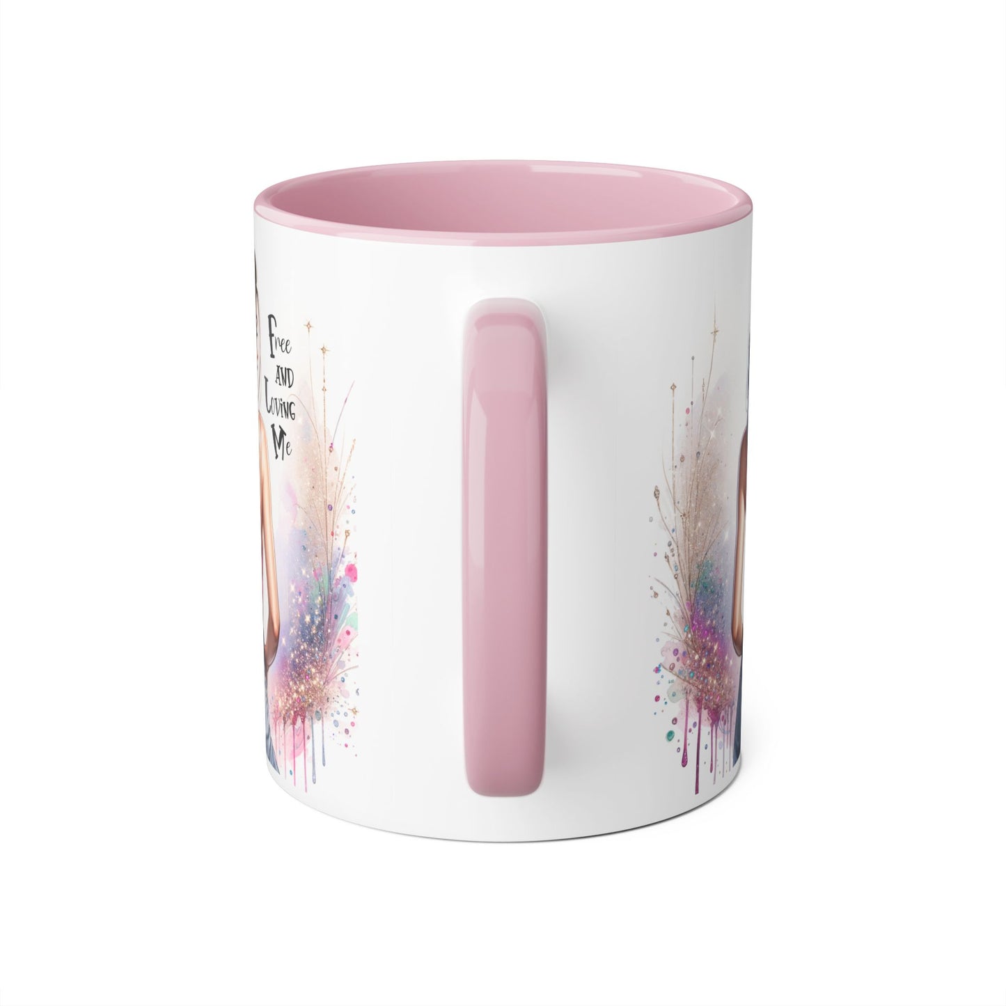 Empowerment Accent Mug, 11oz - Free And Loving Me Design, Inspirational Gift, Coffee Lovers, Self-Love, Artistic Home Decor, Feminine Vibe