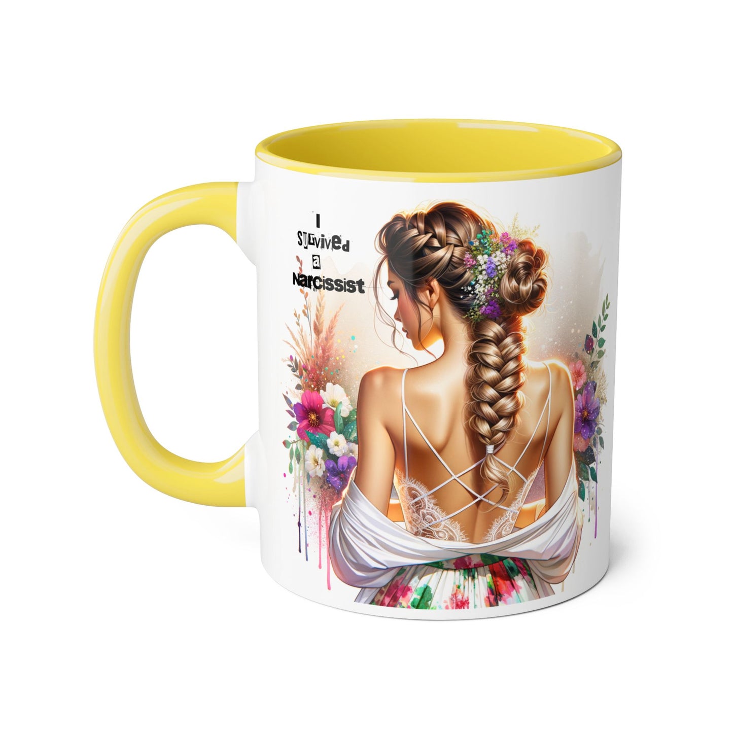 Narcissist Accent Mug, Coffee Cup for Self-Love, Gift for Her, Inspirational Mug, Floral Art Ceramic Mug