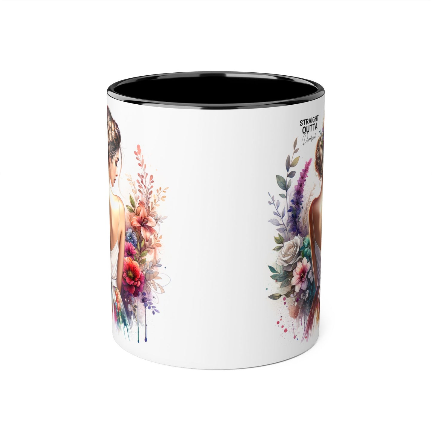 Straight Outta Divorced Humoristic Boho Floral Accent Mug, Inspirational Gift, Coffee Lover's Cup, Unique Art Mug, Straight Outta Beautiful, Personalized Drinkware