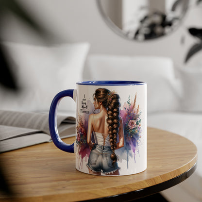 Floral Accent Mug, I Can Buy My Own Flowers Coffee Cup, Gift for Flower Lovers, Cute Floral Mug, Tea Cup for Women