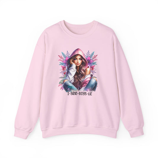 1-800-Boys-Lie Chic Floral Sweatshirt, Cozy Crewneck, Fall Fashion, Gift for Her, Self-Care Sweater, Cute Relaxed Fit
