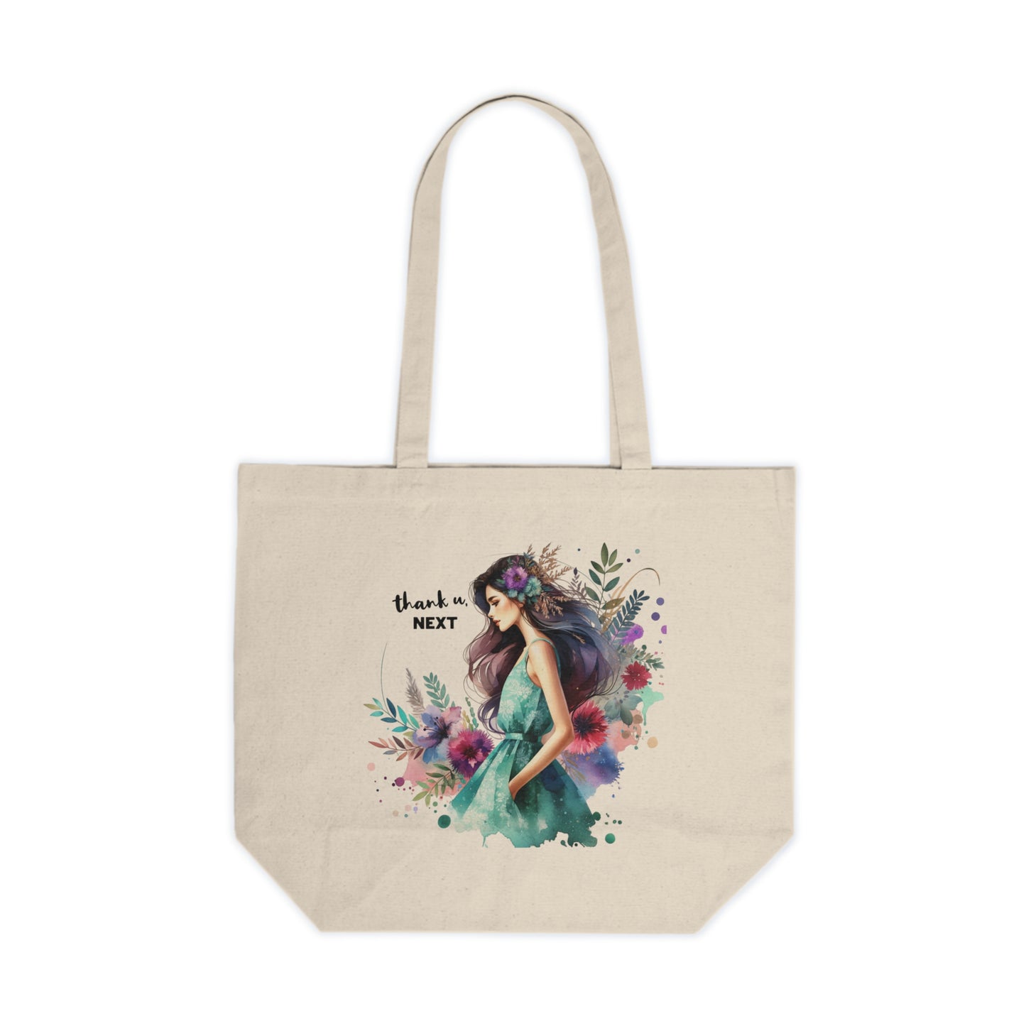 Thank U, Next Floral Thank You Canvas Tote Bag, Reusable Shopping Bag, Eco-Friendly Gift, Market Bag, Travel Tote