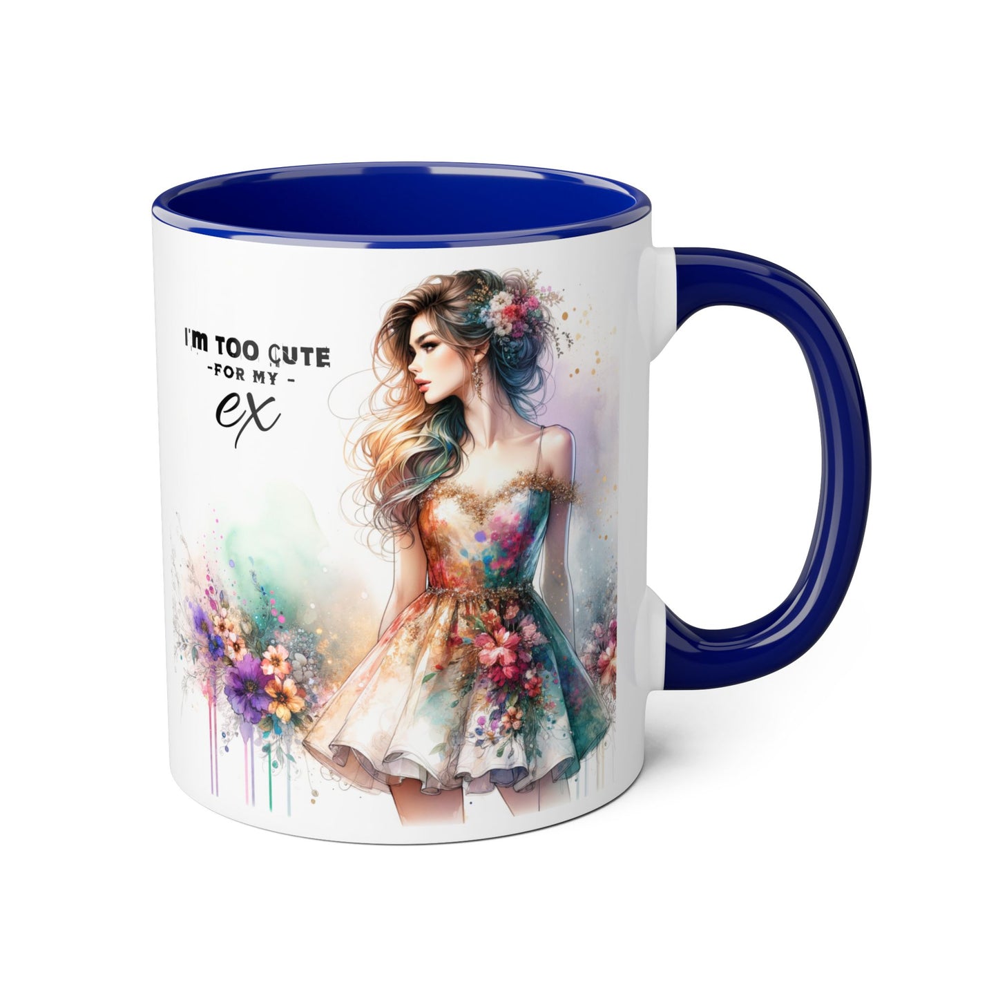 I'm Too Cute For My Ex Accent Mug, 11oz Coffee Cup, Gift for Her, Unique Relationship Humor, Friendship Tea Mug, Quirky Birthday Present