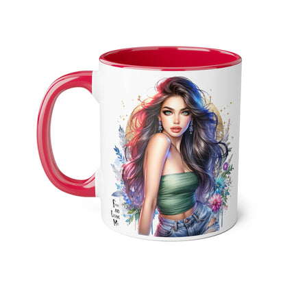 Bohemian Accent Mugs, Artistic Coffee Cup, Colorful Floral Mug, Gift for Her, Unique Art Collection, Cozy Vibe