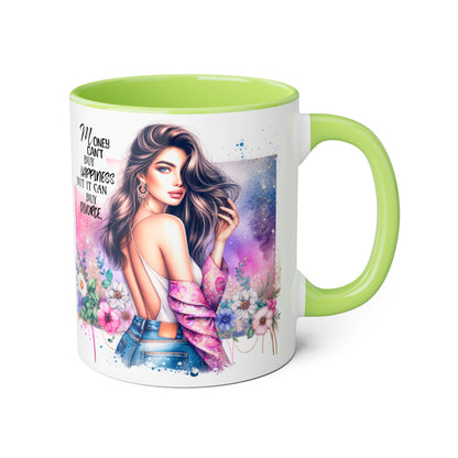 Money Can't Buy Happiness But It Can Buy Divorce Humoristic Empowerment Mug for Self-Love, Coffee Cup, Birthday Gift, Inspirational Decor, Divorce Gift, Floral Design