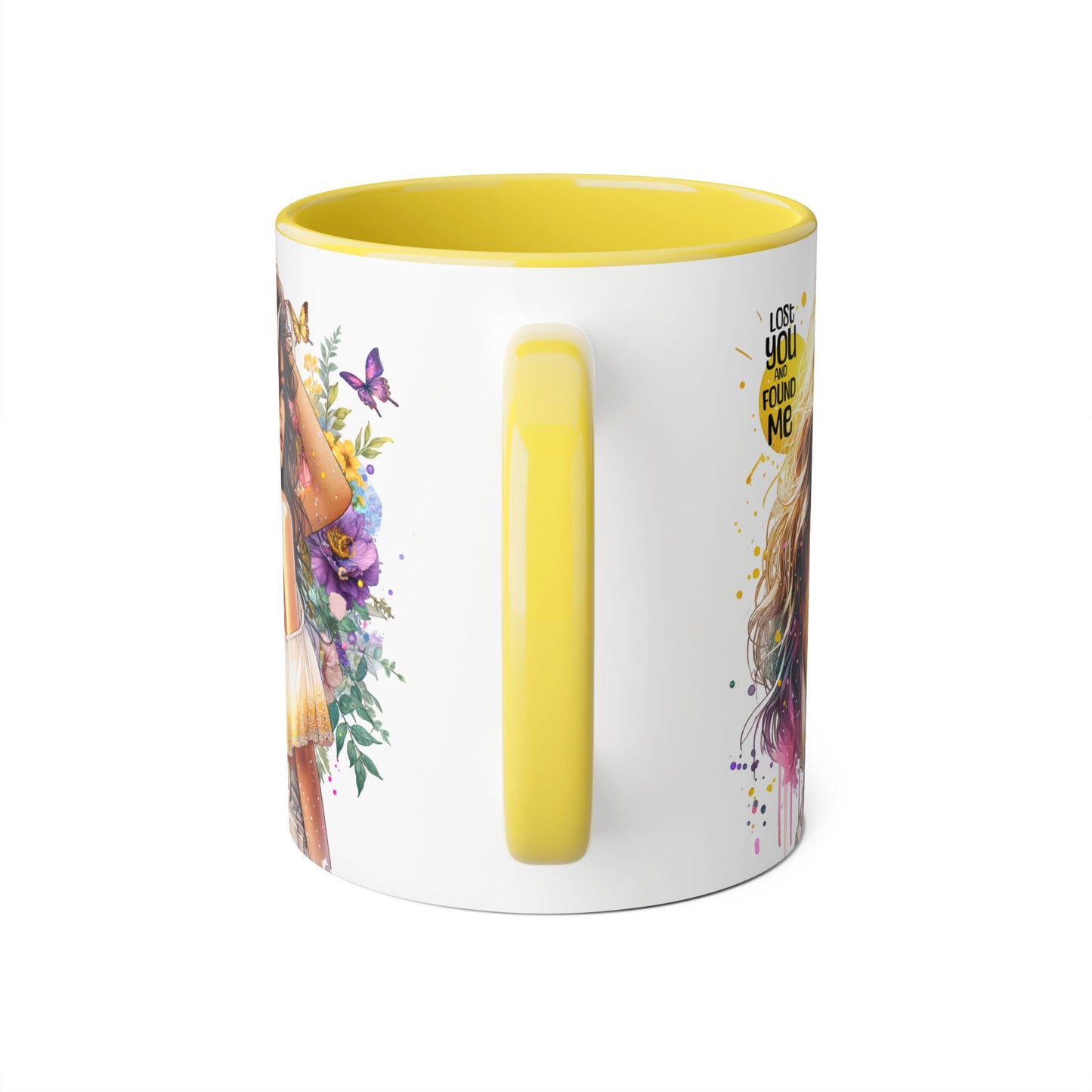 Lost You Found Me Accent Mug, Inspirational Coffee Cup, Gift for Her, Floral Art, Unique Drinkware, Birthday Mug