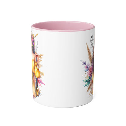 I Hold Grudges, I'll Heal in Hell  Humoristic Bohemian Accent Mug, Colorful Floral Art, Gift for Her, Coffee Lover's Dream, Inspirational Quote
