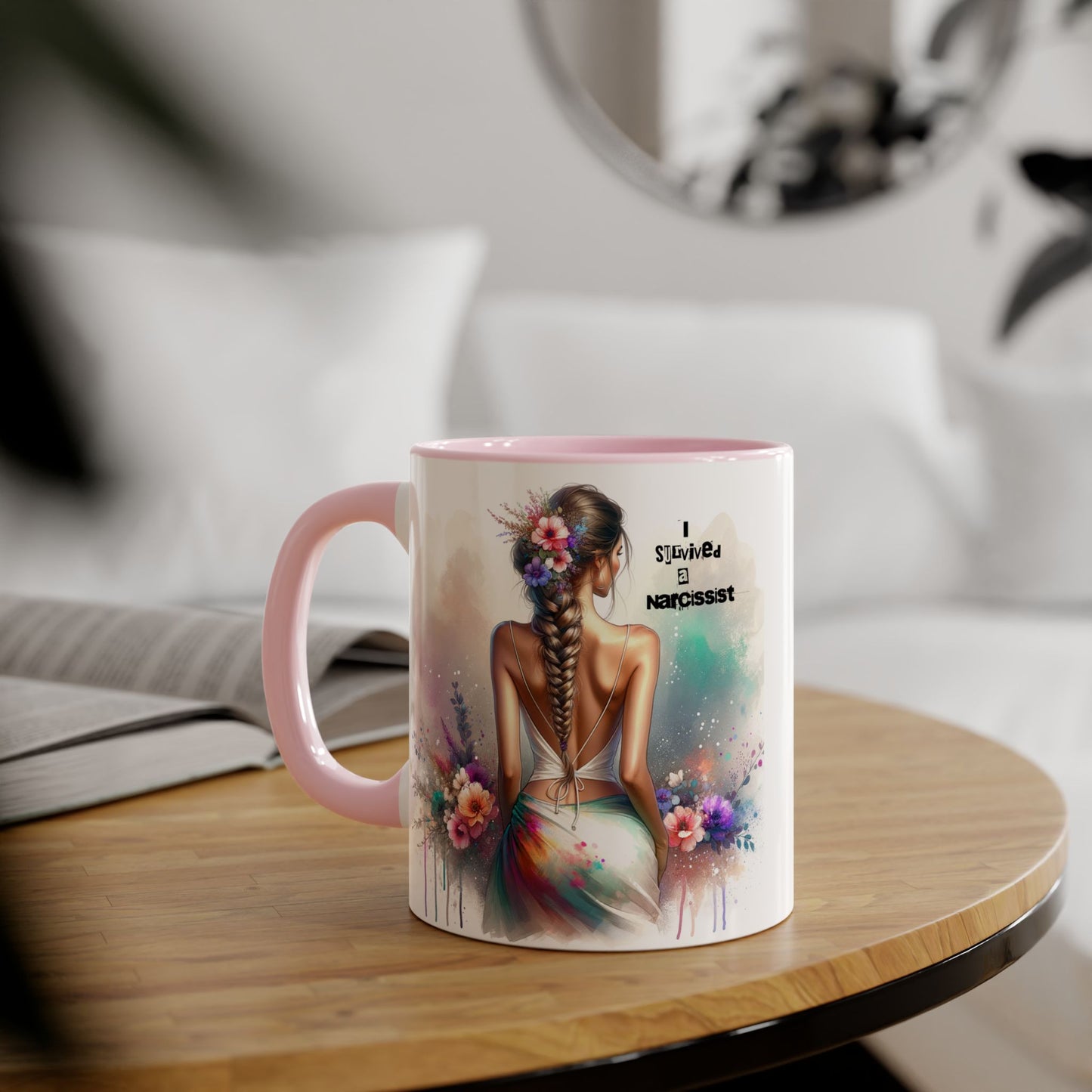 Chic Accent Mug, I Tried to be a Narcissist, Unique Gift, Floral Art, Coffee Lover, Home Decor, Inspiring Quote Mug