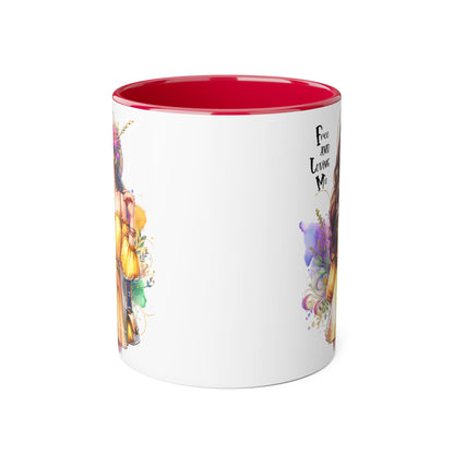 Free and Loving Me Vibrant Accent Mug, Colorful Coffee Cup for Self-Care