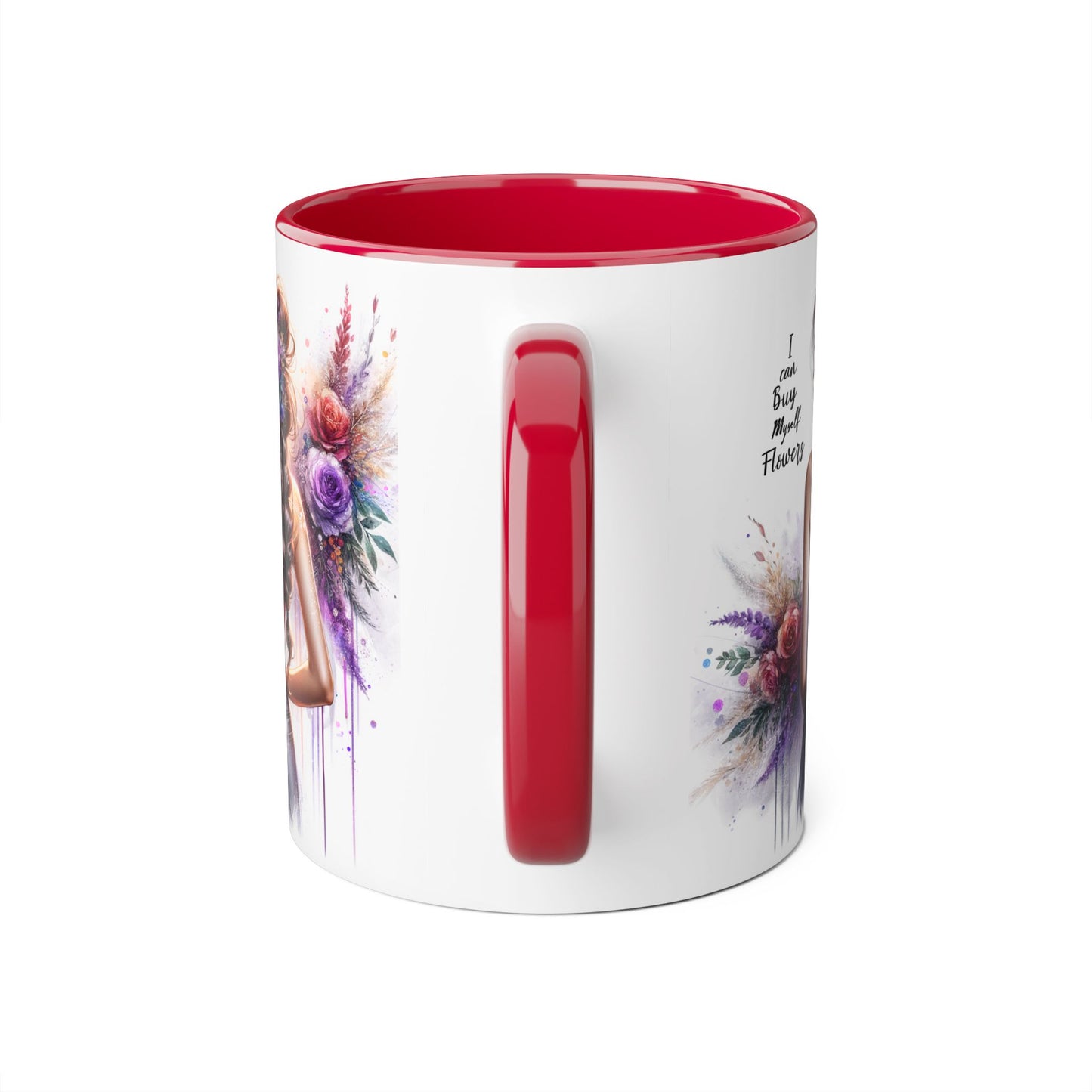 I Can Buy Myself Flowers Floral Artwork Accent Mug, Gift for Flower Lovers, Inspirational Coffee Cup, Unique Home Decor, Mother's Day Present