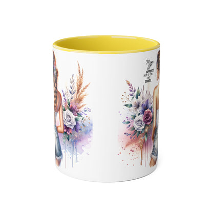Money Can't Buy Happiness But It Can Buy Divorce Humoristic Floral Art Accent Mug, Inspirational Gift for Her, Coffee Cup with Quotes, Unique Ceramic Drinkware, Mother's Day Present