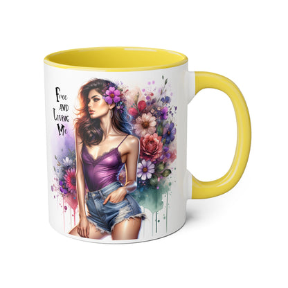 Free and Loving Me Bohemian Accent Mug, Floral Coffee Cup, Inspirational Gift for Her, Free and Loving Me Design, Unique Home Decor, Birthday, Special [...]