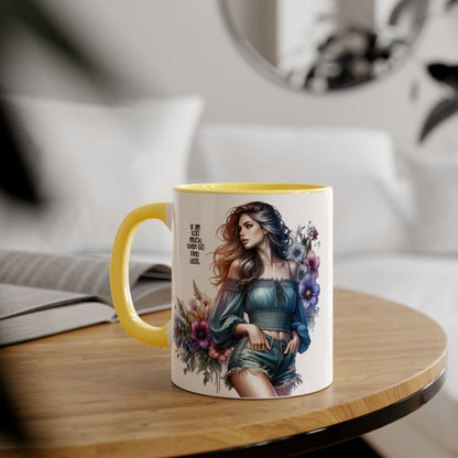 Floral Art Accent Mug, Inspirational Coffee Cup, Gift for Her, Flower Design Mug, Motivational Tea Mug, Unique Housewarming Gift