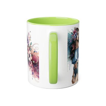 Yuck Fou Bohemian Floral Accent Mug, 11oz Coffee Cup for Art Lovers, Unique Gift for Birthdays, Mother's Day, Relaxation Tea, Decor