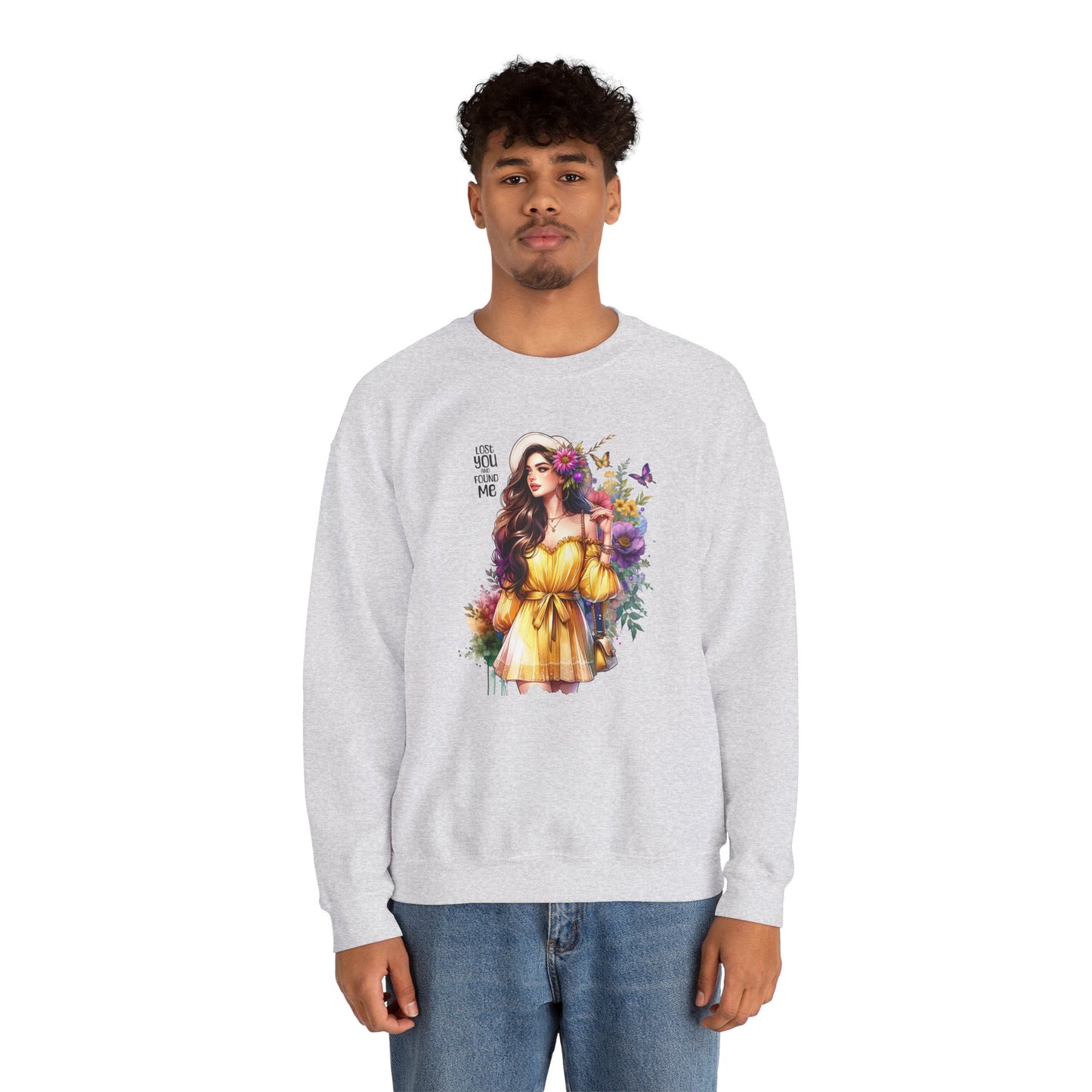 Lost You And Found Me Floral Art Crewneck Sweatshirt, Cozy Unisex Sweater, Gift for Her, Spring Fashion, Inspirational Apparel