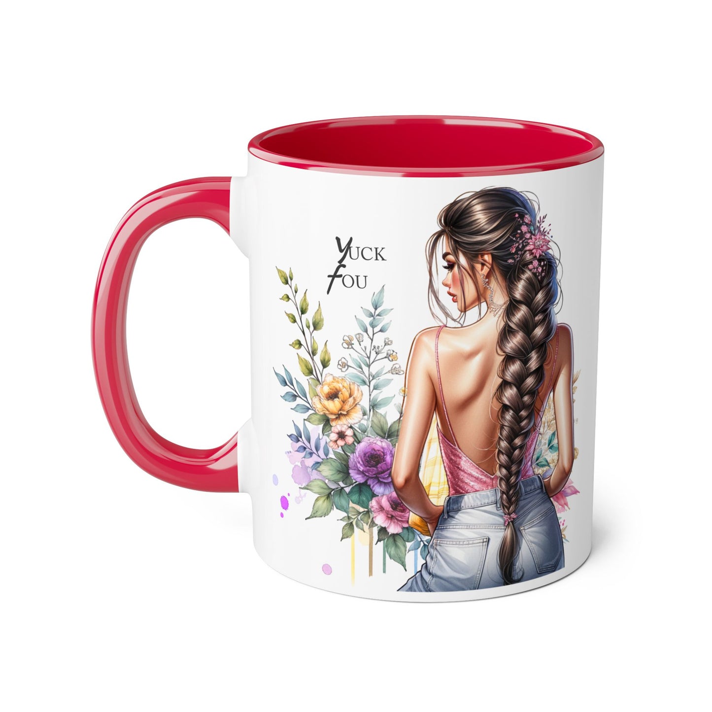 Yuck Fou Floral Art Accent Mug, Inspirational Coffee Cup, Unique Gift for Her, Mother’s Day Present, Home Decor, Art Lover Mug