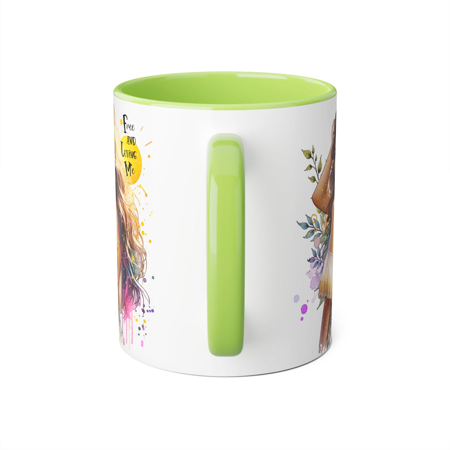 Free and Loving Me Boho Chic Accent Mug, Inspirational Coffee Cup, Free and Living Me, Gift for Her, Art Print Mug, Home Decor