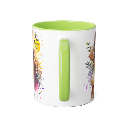 Free and Loving Me Boho Chic Accent Mug, Inspirational Coffee Cup, Free and Living Me, Gift for Her, Art Print Mug, Home Decor
