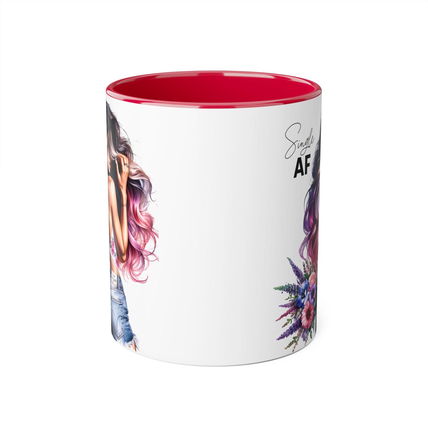 Single AF Bold Floral Single AF Accent Mug - Perfect for Coffee Lovers, Gifts for Her, Self-Care, Celebration, Home Decor