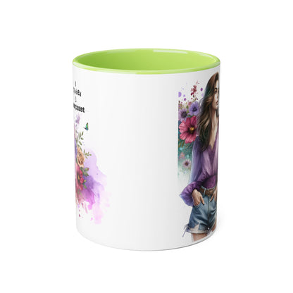 Stylish Floral Accent Mug with Quote, Perfect Gift for Coffee Lovers, Home Decor, Inspirational, Birthday, Humor, Self-Love