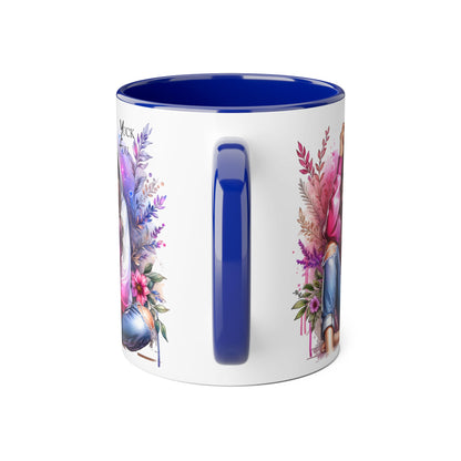 Yuck Fou Chic Floral Accent Mug, Inspirational Coffee Cup, Gift for Her, Relaxing Tea Mug, Boho Style Drinkware, Unique Home Decor