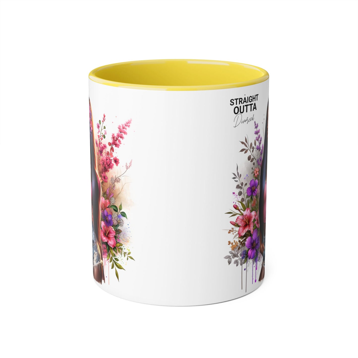 Straight Outta Divorced Humoristic Floral Accent Mug