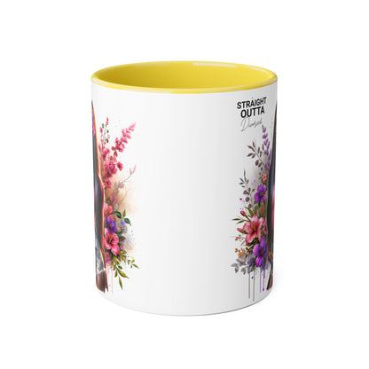 Straight Outta Divorced Humoristic Floral Accent Mug
