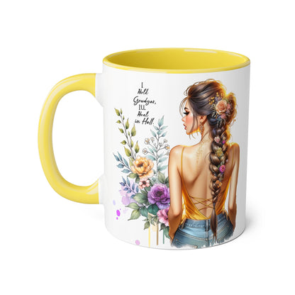 I Hold Grudges, I'll Heal in Hell  Humoristic Floral Inspirational Mug, Gift for Her, Coffee Cup, Boho Home Decor, Self-Care Reminder, Unique Tea Mug, Birthday Gift Idea