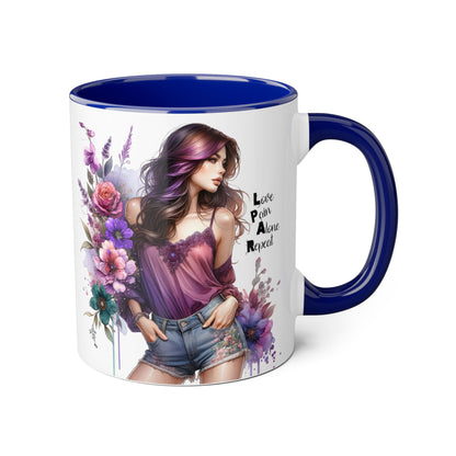 Bohemian Floral Accent Mug | Love Pain Alone Repeat Gift for Her, Inspirational Coffee Cup, Unique Home Decor, Art Mug