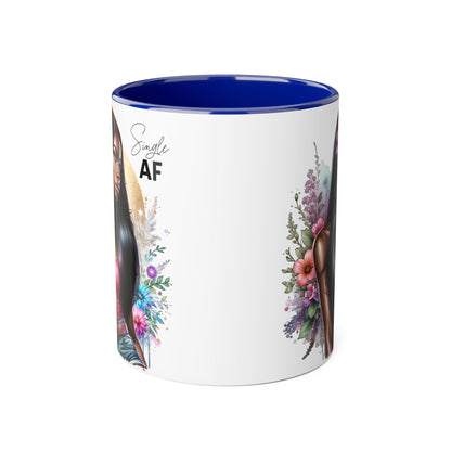 Single AF Stylish Accent Mug, Beautiful Coffee Cup, Unique Gift for Her, Trendy Drinkware, Floral Design Mug, Inspirational Sip