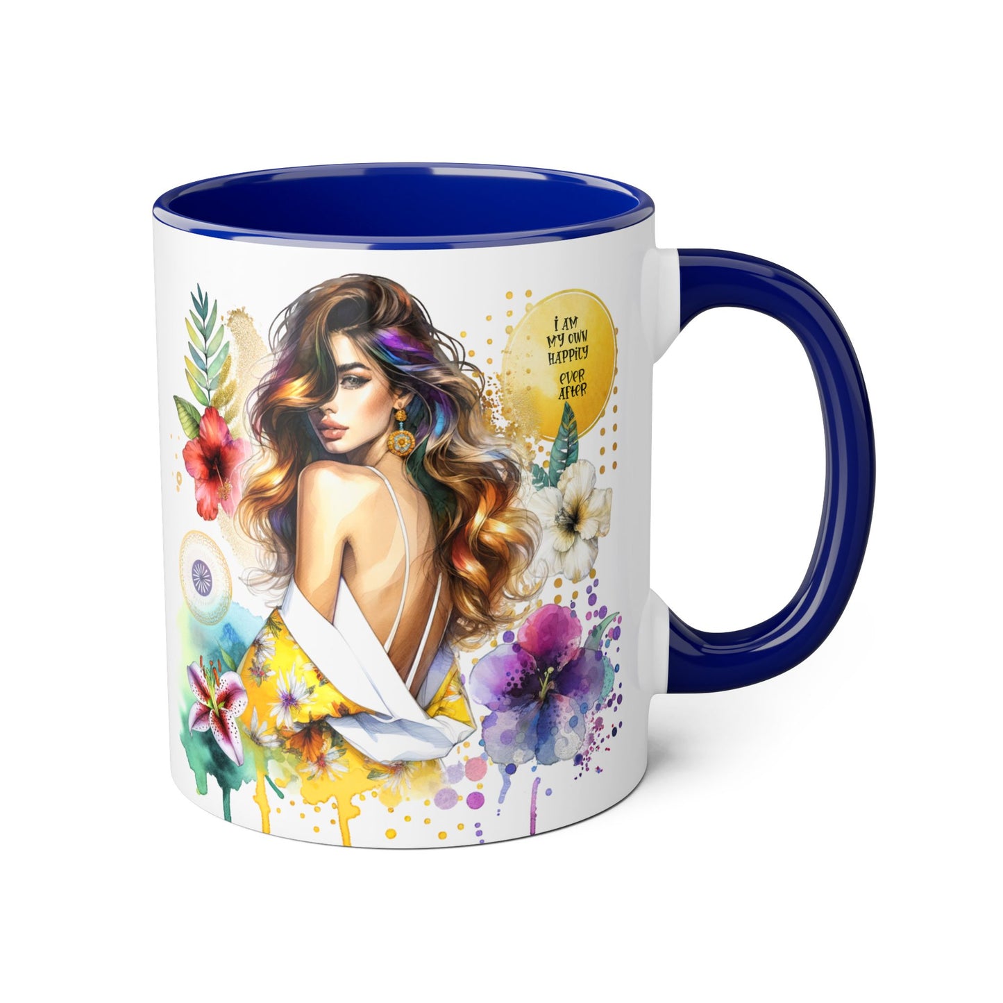 I Am My Own Happily Ever After Inspirational Floral Accent Mug - 11oz Motivational Coffee Cup for Women