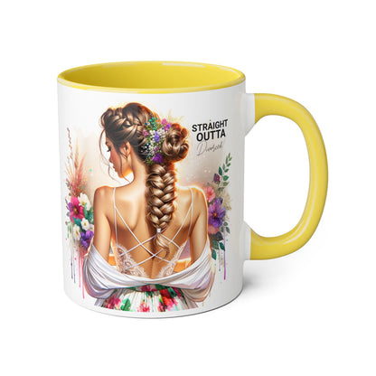 Straight Outta Divorced Humoristic Elegant Floral Accent Mug - Straight Outta Inspired Design, Coffee Cup, Gift for Her, Home Decor, Unique Drinkware, Birthday