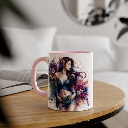 Floral Accent Mug, I Choose Me Design, Artistic Coffee Cup, Gift for Her, Home Décor, Tea Lover’s Essential
