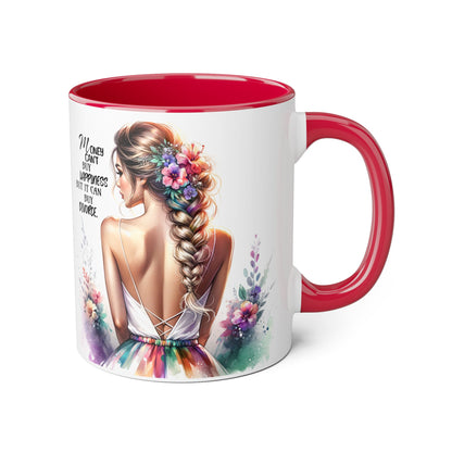 Money Can't Buy Happiness But It Can Buy Divorce Humoristic Inspirational Floral Accent Mug, 11oz Coffee Cup for Moms, Uplifting Gift for Mother's Day, Motivational Drinkware, Unique Art Mug