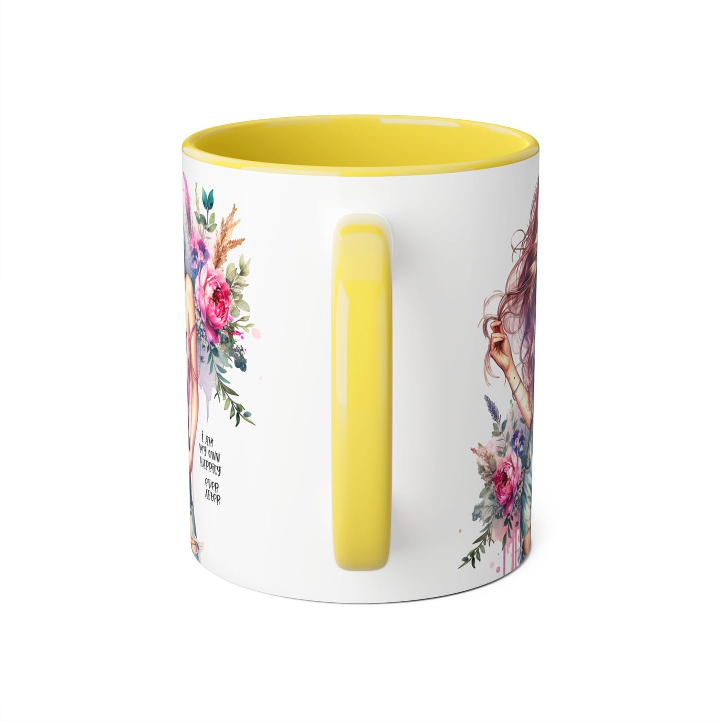 I Am My Own Happily Ever After Floral Beauty Accent Mug - Inspirational Coffee Cup, Gift for Her, Floral Mug, Motivational Drinkware, Cute Kitchen Decor