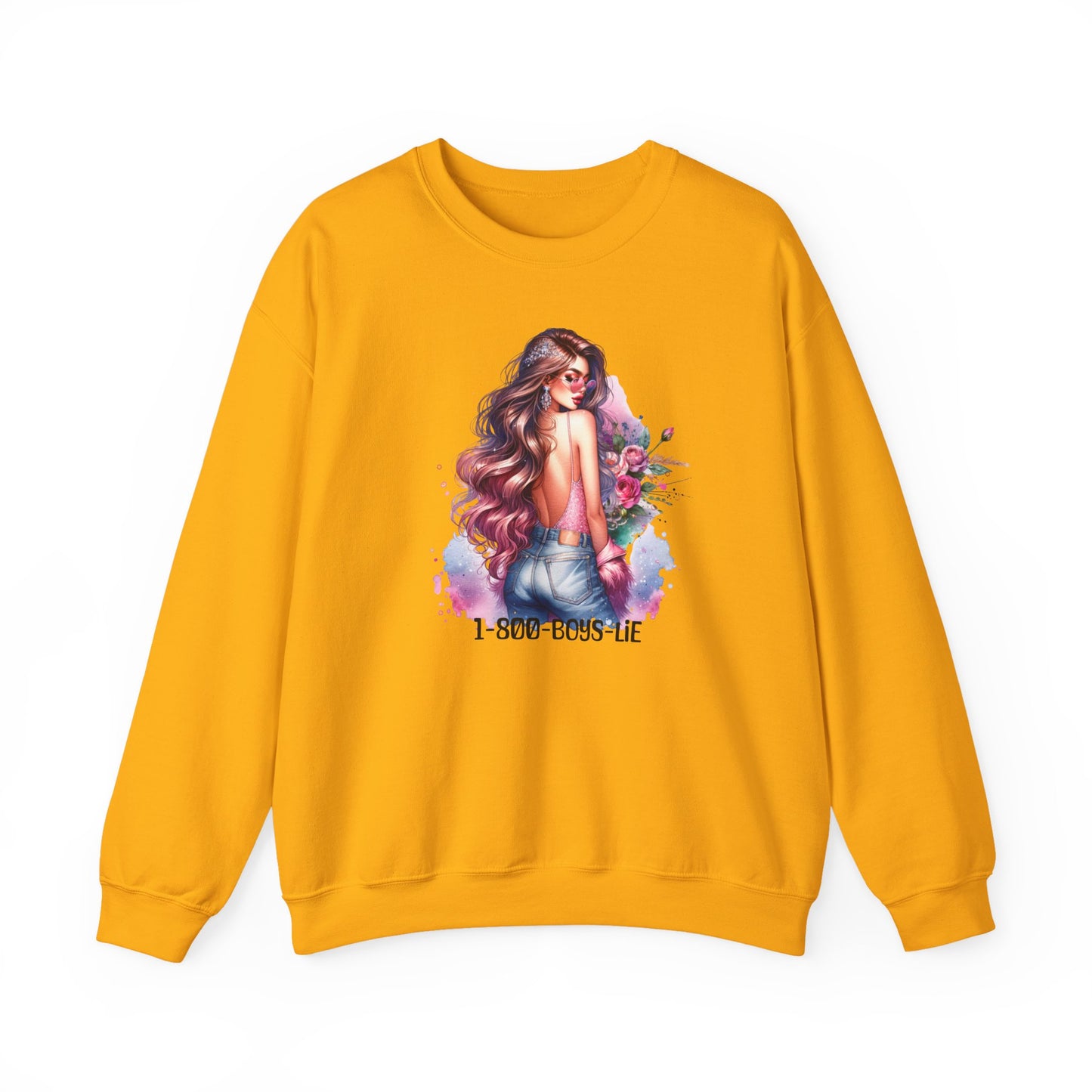 1-800-Boys-Lie Stylish Floral Graphic Sweatshirt, Cozy Crewneck Sweatshirt for Women, Gift for Her, Casual Fashion Top, Spring Wardrobe Essential