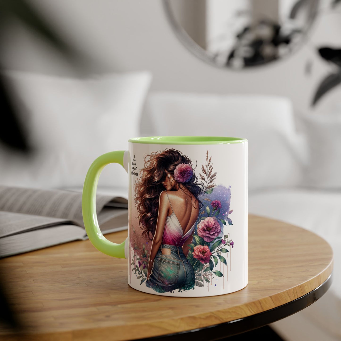 I Can Buy Myself Flowers Bohemian Accent Mugs, Tea Lover Gift, Coffee Mug, Floral Art Mug, Inspirational Drinkware, Home Decor