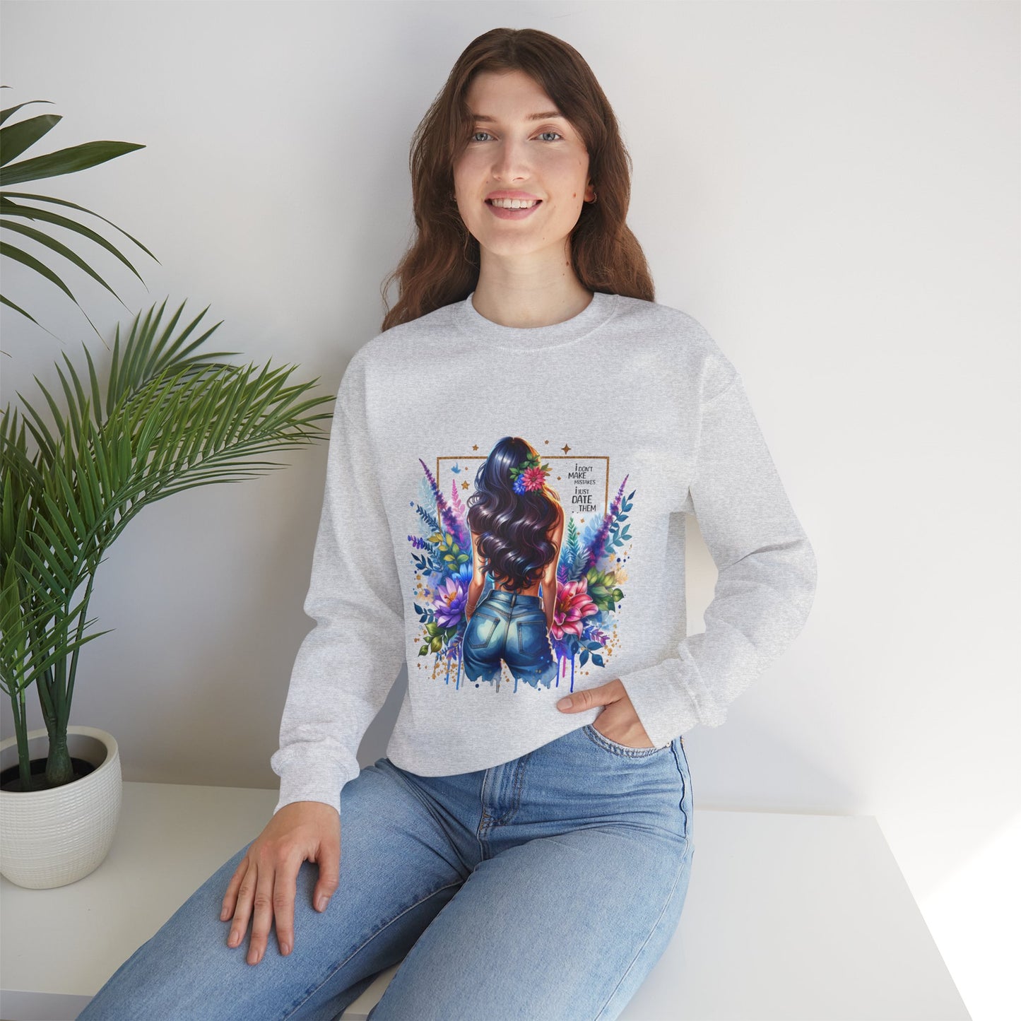 I Don`t  Make Mistakes, I Just Date Them Colorful Art Sweatshirt, Stylish Crewneck, Floral Design, Unisex Apparel, Gift for Her, Cozy Fashion, Unique Artwork Sweatshirt