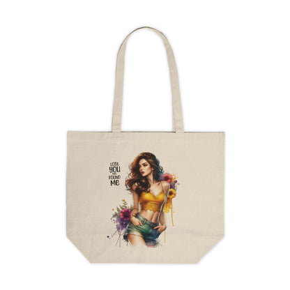 Lost You and Found Me Floral Art Canvas Tote Bag for Shopping, Love You Beyond Me, Eco-Friendly Grocery Tote, Stylish Beach Bag, Woman's Gift