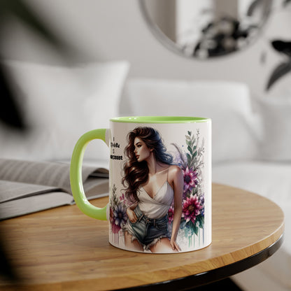 Floral Art Accent Mug, 11oz Coffee Cup, Gifts for Her, Unique Home Decor, Narcissist Quote, Morning Coffee