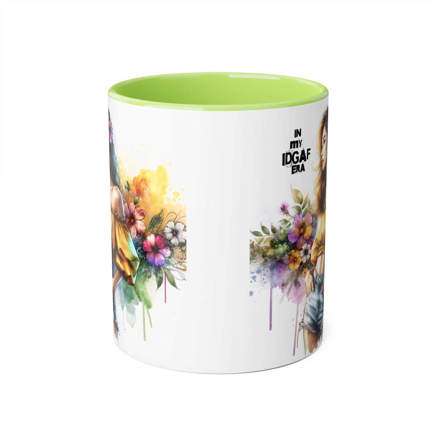 Colorful IDGAF Era Accent Mugs, Unique Coffee Cup for Bold Souls, Gifts for Women, Floral Design Mugs, Fun Cafe Mugs