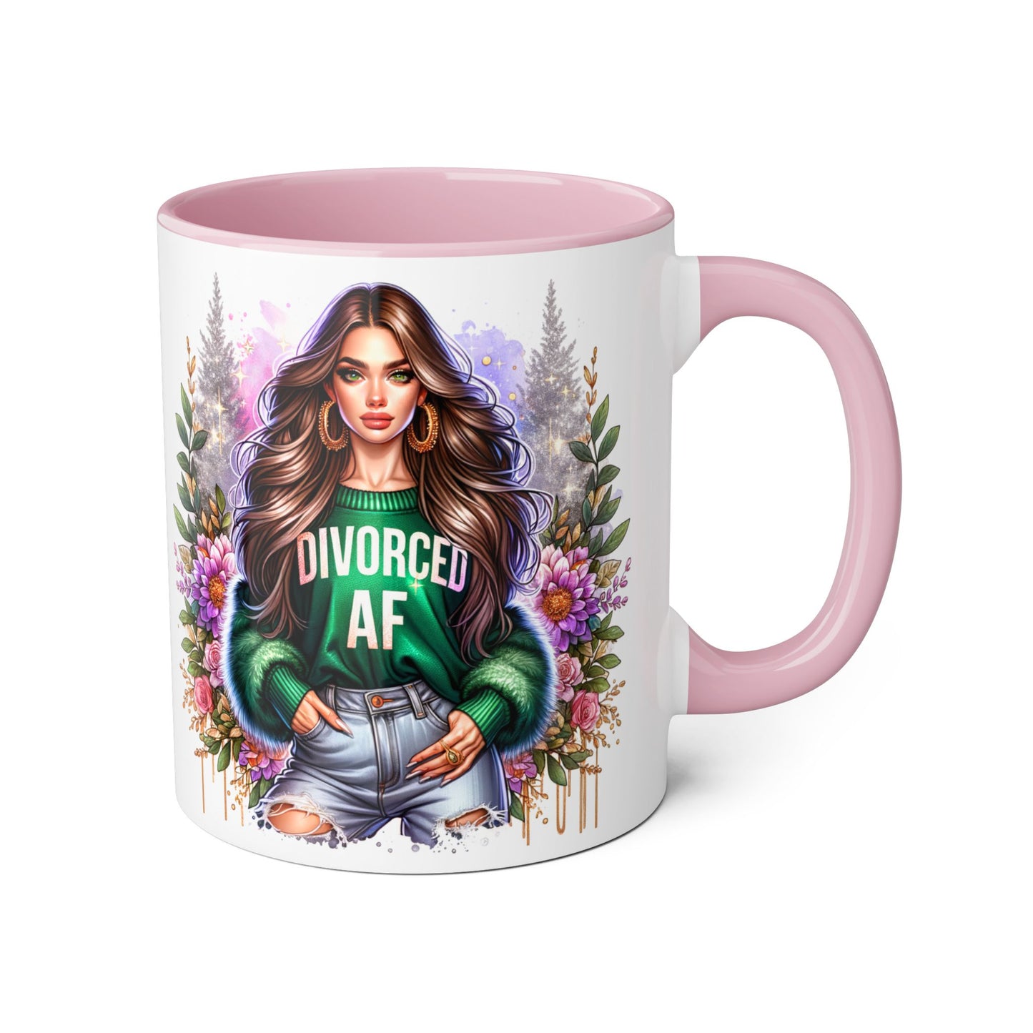 Stylish Accent Mugs for Empowering Sips, Floral Artwork, Perfect Gift for Divorced Friends, Motivational Tea or Coffee Cup