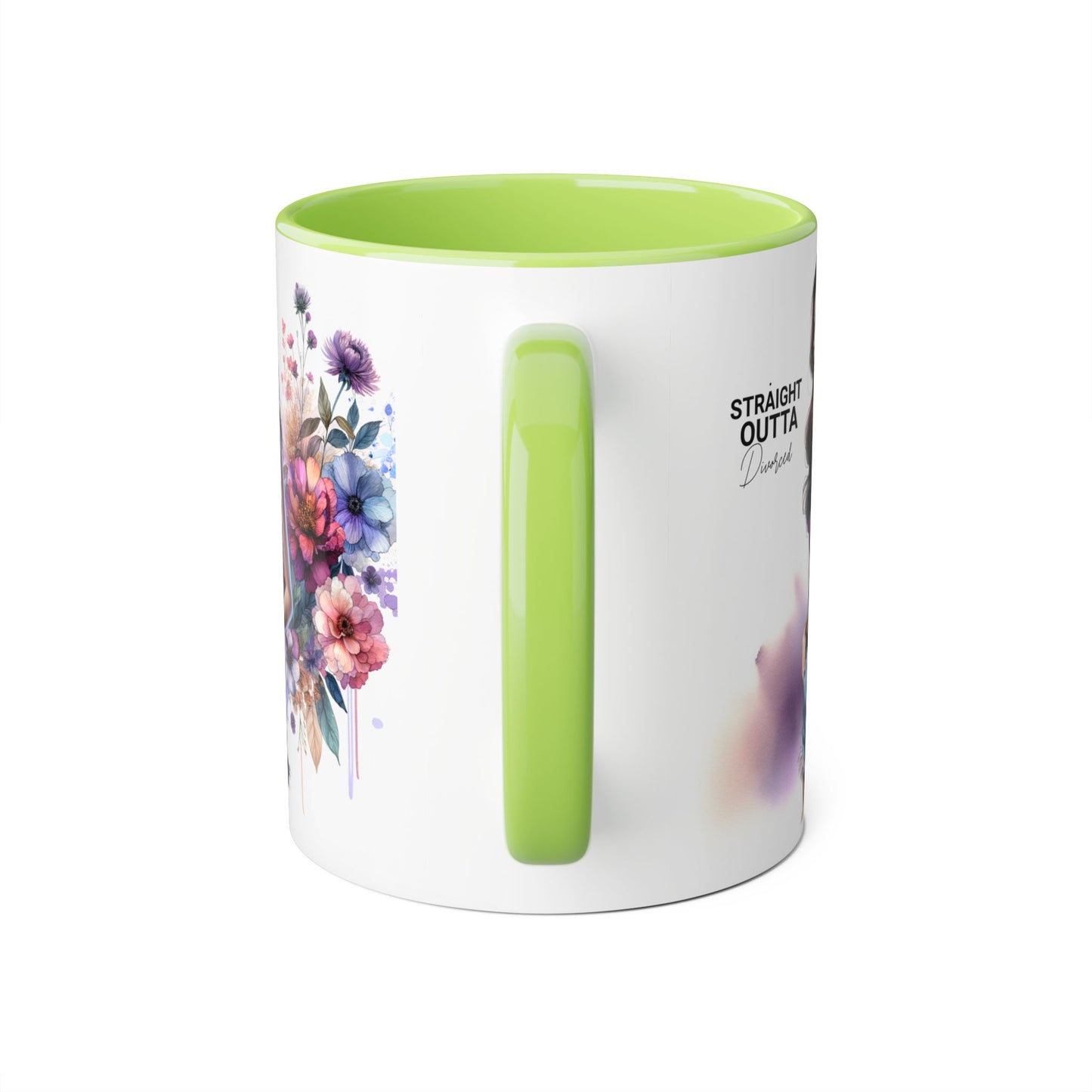 Straight Outta Divorced Humoristic Artistic Accent Mug, Unique Floral Coffee Cup, Gift for Her, Home Decor, Straight Outta Design, Inspirational Tea Mug