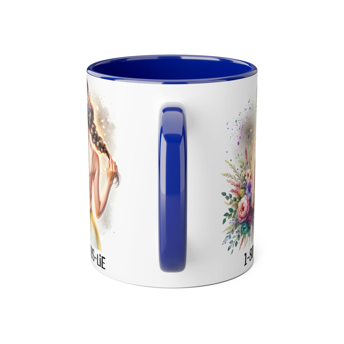 1-800-BOYS-LIE Chic Floral Accent Mug, Artistic Coffee Cup, Gift for Her, Inspirational Tea Mug, Floral Design Drinkware, Home Decor